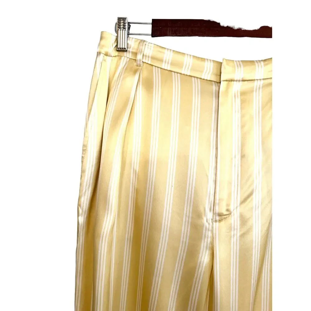 Reformation NWT Women’s 12 Omero Stripe Silk Wide Leg Pants High Rise Relaxed - Picture 4 of 8